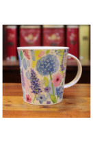 Mug bleu jardin fleuri