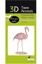 3d paper model - animal - flamant rose