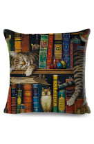 Coussin chat livres