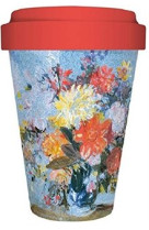 Bamboo travel mug a vase of lilies dahlias other