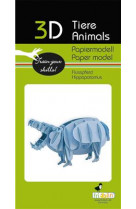 3d paper model - animal - hippopotame