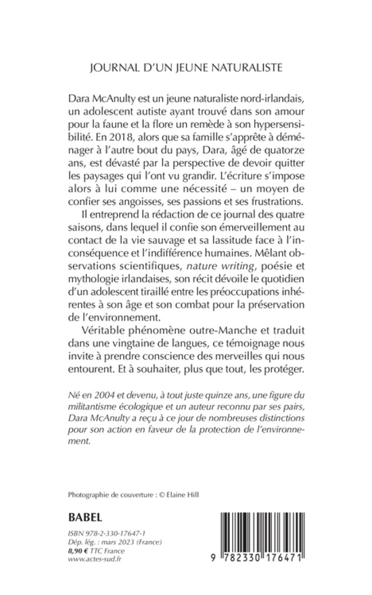 JOURNAL D-UN JEUNE NATURALISTE - Dara Mcanulty - ACTES SUD