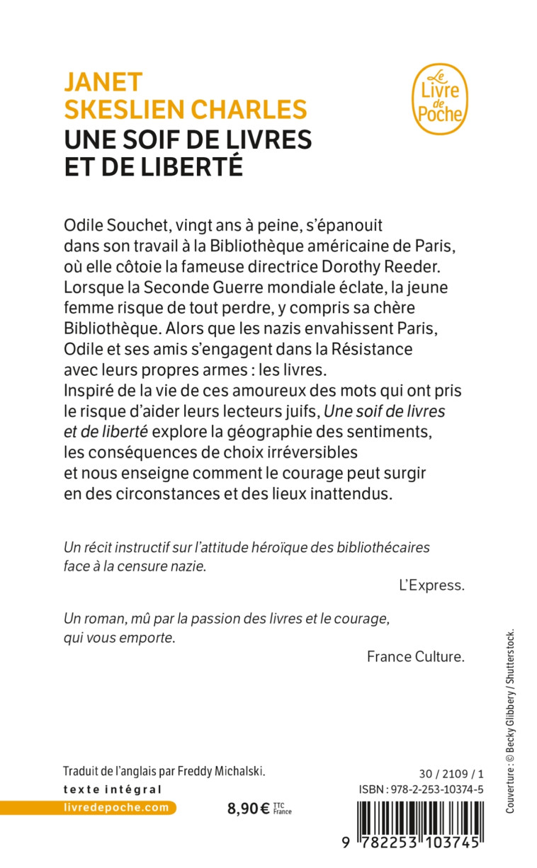 UNE SOIF DE LIVRES ET DE LIBERTE - Janet Skeslien Charles - LGF