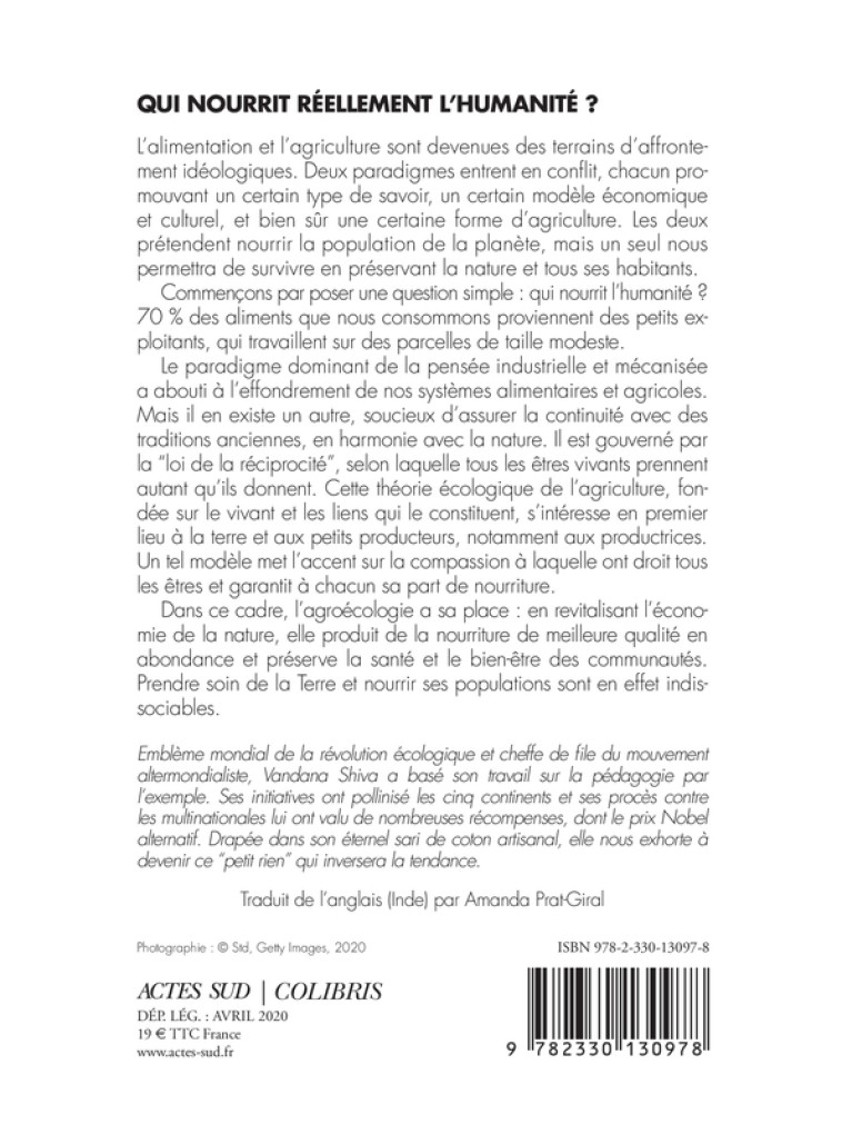 Qui nourrit réellement l'humanité ? - Vandana Shiva - ACTES SUD