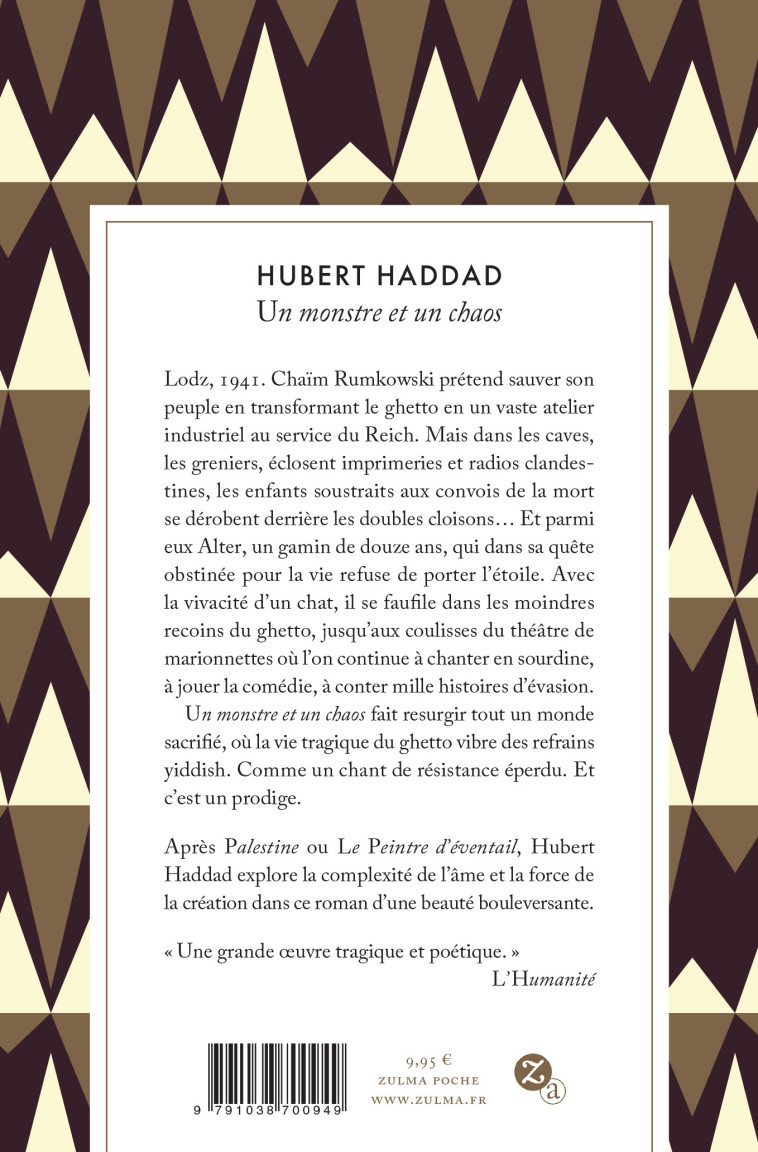 Un monstre et un chaos - Hubert Haddad - ZULMA