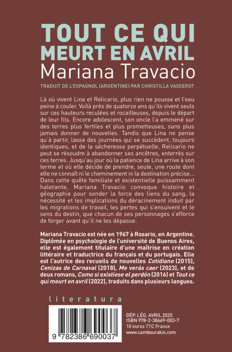 Tout ce qui meurt en avril - Mariana Travacio, Christilla Vasserot - CAMBOURAKIS